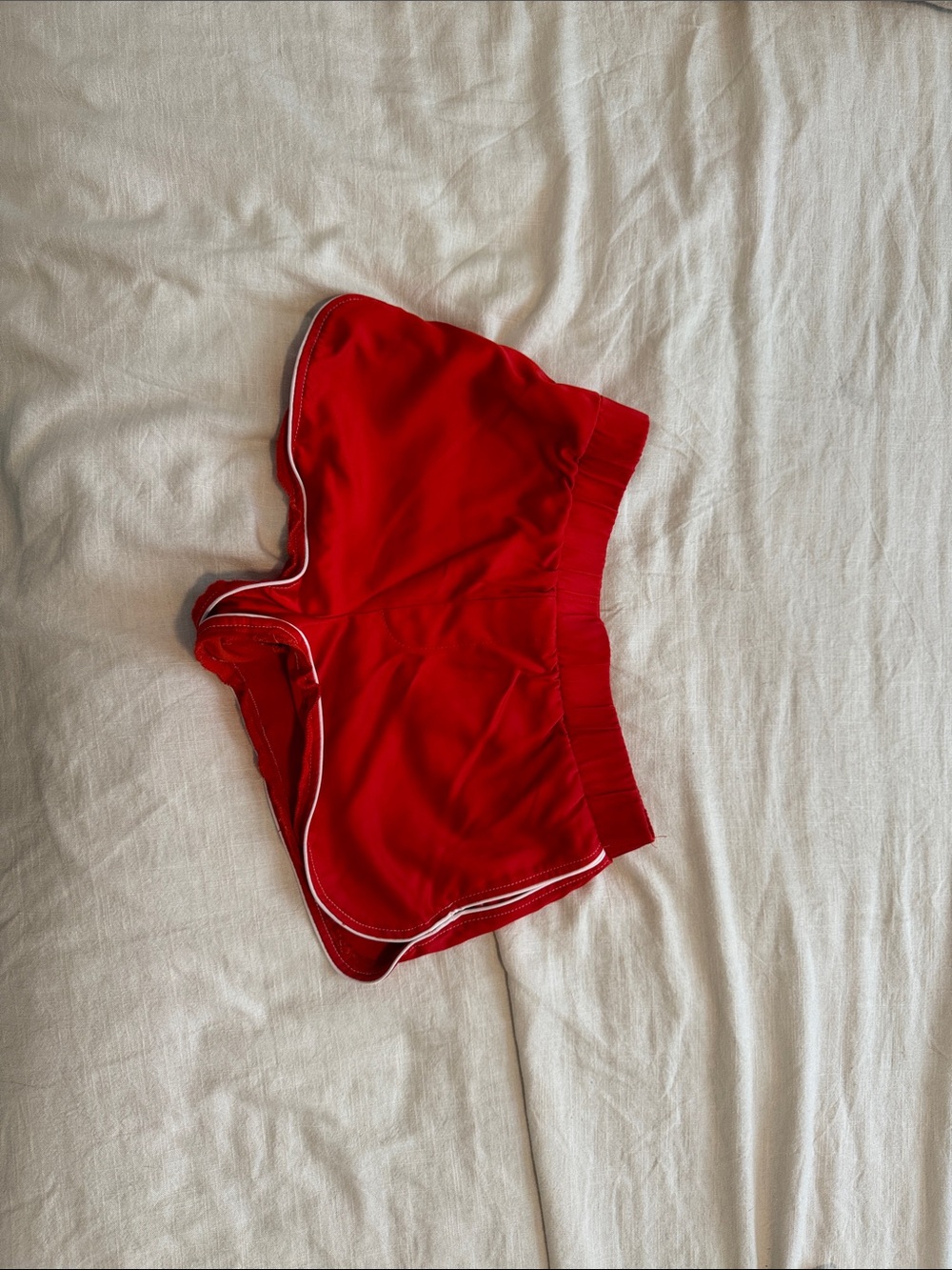 Zara Red Athletic Shorts with White Piping